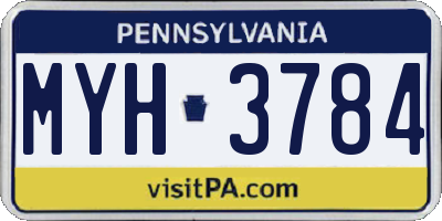 PA license plate MYH3784