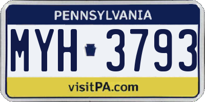 PA license plate MYH3793