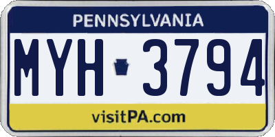 PA license plate MYH3794