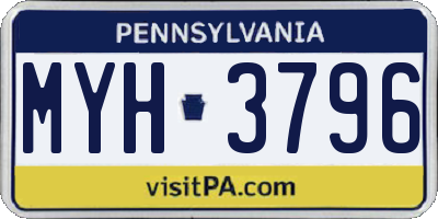 PA license plate MYH3796