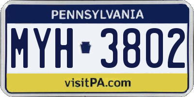 PA license plate MYH3802