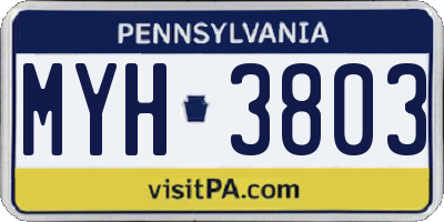 PA license plate MYH3803