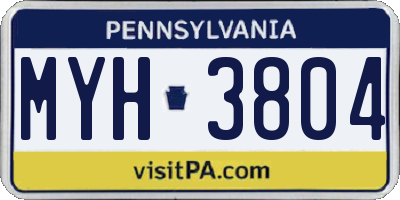 PA license plate MYH3804