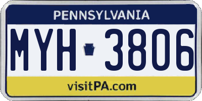 PA license plate MYH3806
