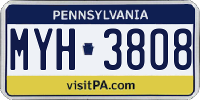 PA license plate MYH3808