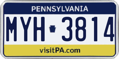 PA license plate MYH3814