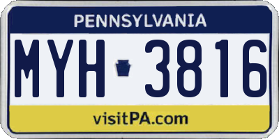 PA license plate MYH3816