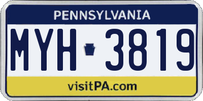PA license plate MYH3819