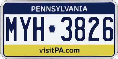 PA license plate MYH3826
