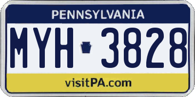 PA license plate MYH3828