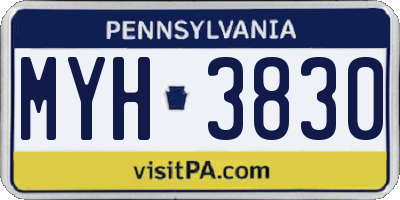 PA license plate MYH3830