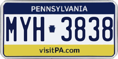 PA license plate MYH3838