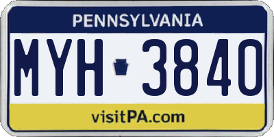 PA license plate MYH3840