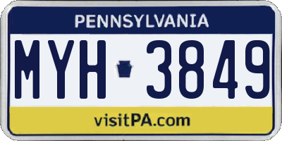 PA license plate MYH3849