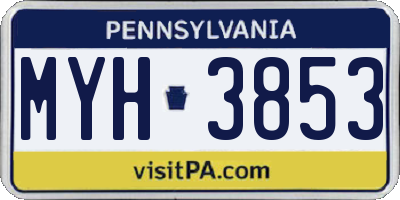 PA license plate MYH3853