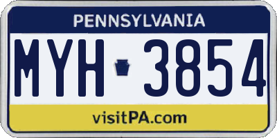 PA license plate MYH3854