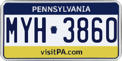 PA license plate MYH3860