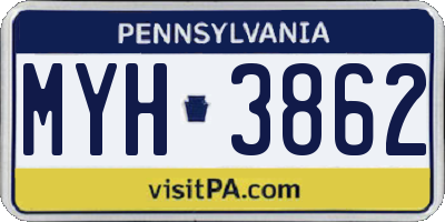 PA license plate MYH3862