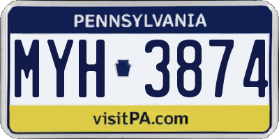 PA license plate MYH3874