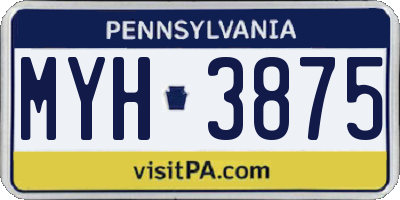 PA license plate MYH3875