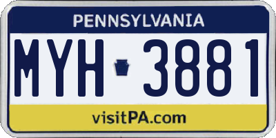 PA license plate MYH3881