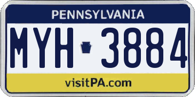 PA license plate MYH3884