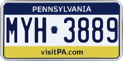 PA license plate MYH3889