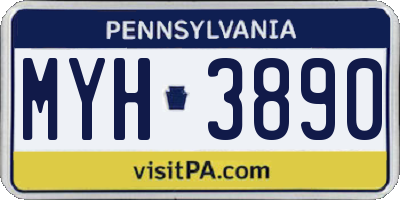 PA license plate MYH3890