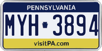 PA license plate MYH3894