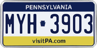 PA license plate MYH3903