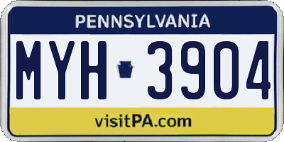 PA license plate MYH3904
