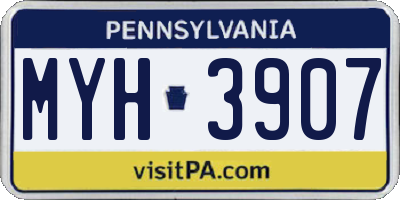 PA license plate MYH3907