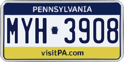 PA license plate MYH3908