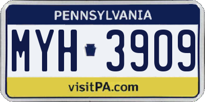 PA license plate MYH3909