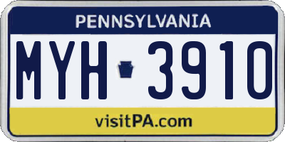 PA license plate MYH3910