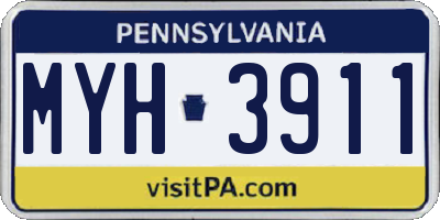 PA license plate MYH3911