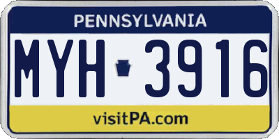 PA license plate MYH3916
