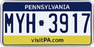 PA license plate MYH3917