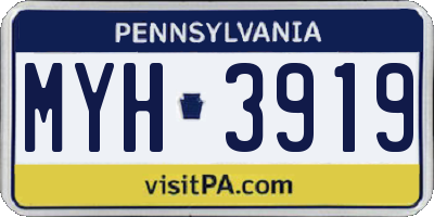 PA license plate MYH3919