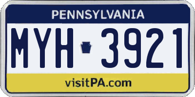 PA license plate MYH3921