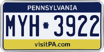 PA license plate MYH3922