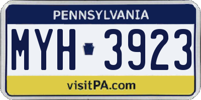 PA license plate MYH3923