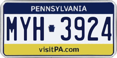 PA license plate MYH3924
