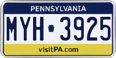 PA license plate MYH3925