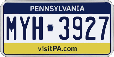 PA license plate MYH3927