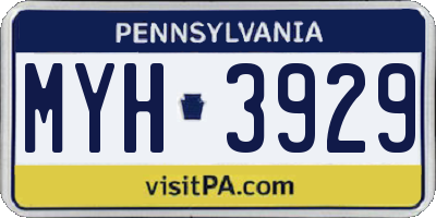 PA license plate MYH3929
