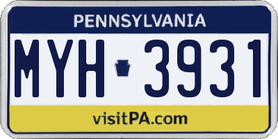 PA license plate MYH3931