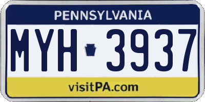 PA license plate MYH3937