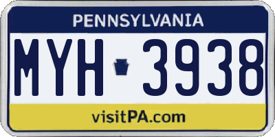 PA license plate MYH3938