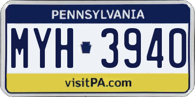 PA license plate MYH3940